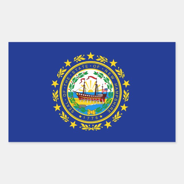 New Hampshire Flag Rectangular Sticker (Front)
