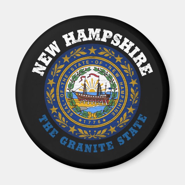 NEW HAMPSHIRE GRANITE STATE FLAG MAGNET (Front)
