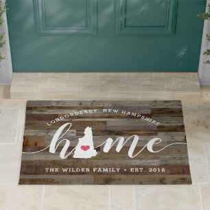 New Hampshire Home State Personalised Wood Look Doormat