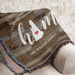 New Hampshire Home State Personalised Wood Look Throw Blanket