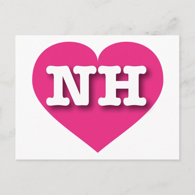 New Hampshire Hot Pink Heart - I love NH Postcard (Front)