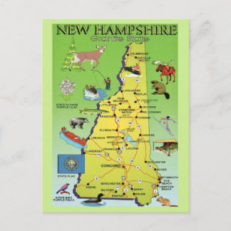 New Hampshire Illustrated Map Postcard