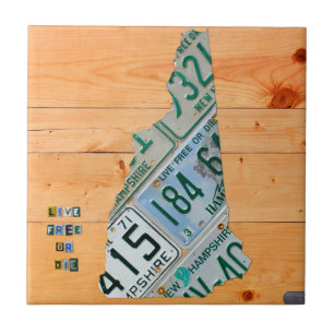 New Hampshire License Plate Map Ceramic Tile