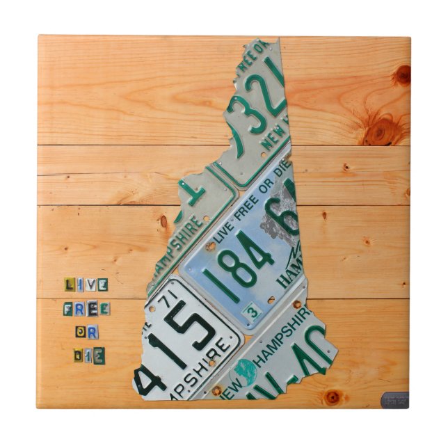 New Hampshire License Plate Map Ceramic Tile (Front)