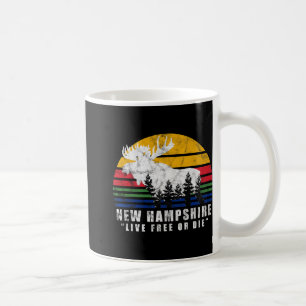 New Hampshire Live Or Die Vintage Moose Forest Coffee Mug