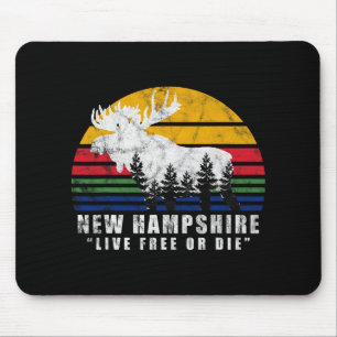 New Hampshire Live Or Die Vintage Moose Forest  Mouse Pad