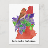 New Hampshire Love Purple Finch Lilac State Shape