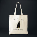 New Hampshire Map Wedding Welcome Bag Tote, Black<br><div class="desc">Wedding weekend welcome gift bag for out of town guests to your wedding,  featuring image of New Hampshire,  with gold heart.  Fill tote with your favourite goodies.</div>