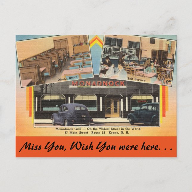 New Hampshire, Monadnock Grill, Keene Postcard (Front)
