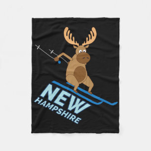 New Hampshire Nh Skiing Moose Winter Shirt Fleece Blanket