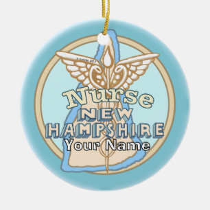 New Hampshire Nurse Caduceus Ceramic Tree Decoration