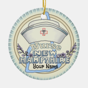 New Hampshire Nurse Ceramic Tree Decoration