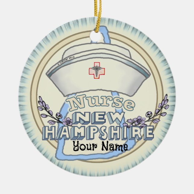 New Hampshire Nurse Ceramic Tree Decoration (Front)