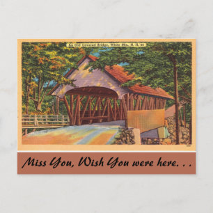 New Hampshire, Old Covered Bridge, White Mountains Postcard