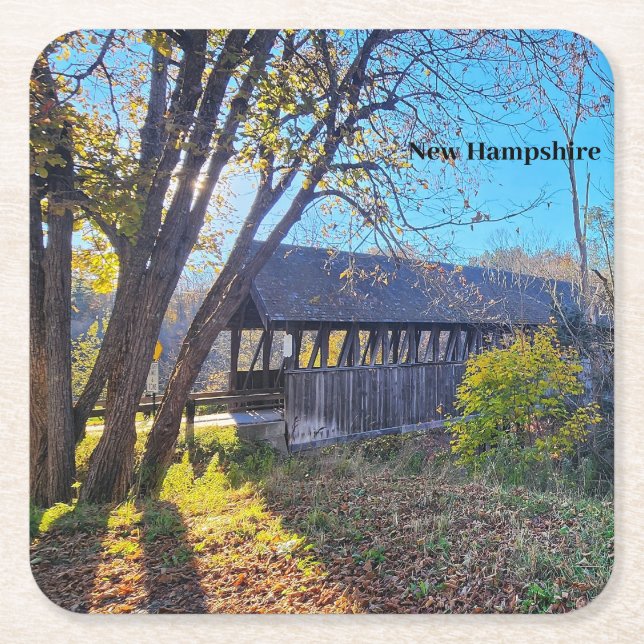 New Hampshire park bridge Square Paper Coaster (Front)
