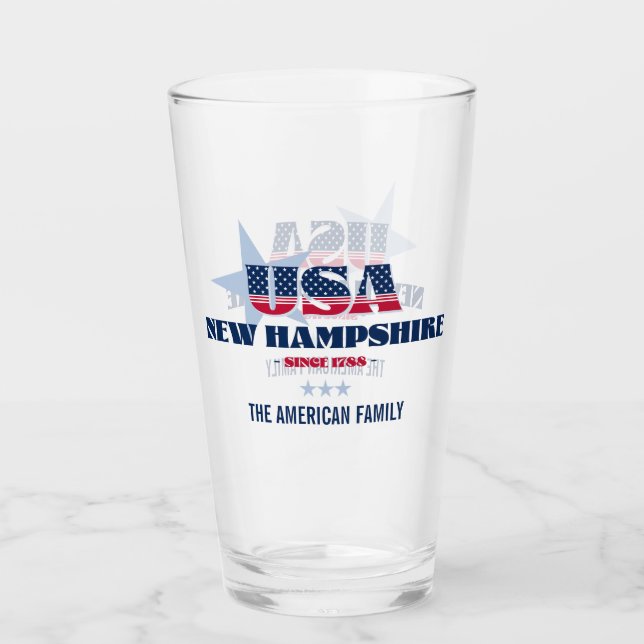 New Hampshire Patriotic Pride Personalised Glass (Front)