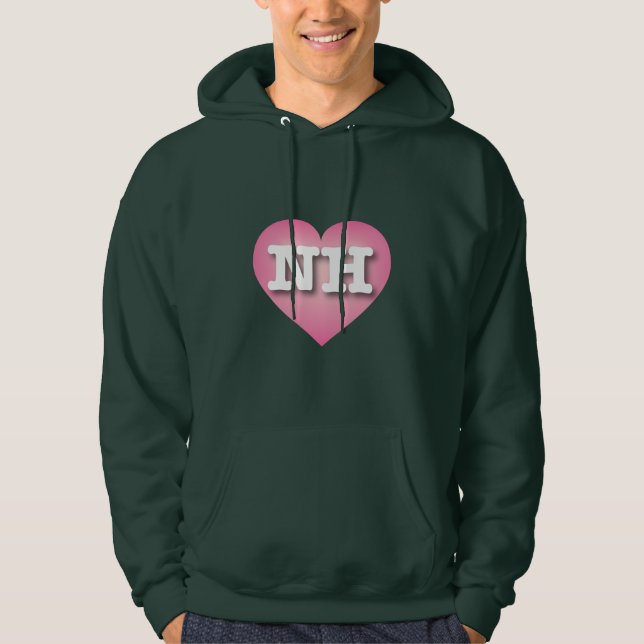 New Hampshire Pink Fade Heart - I love NH Hoodie (Front)