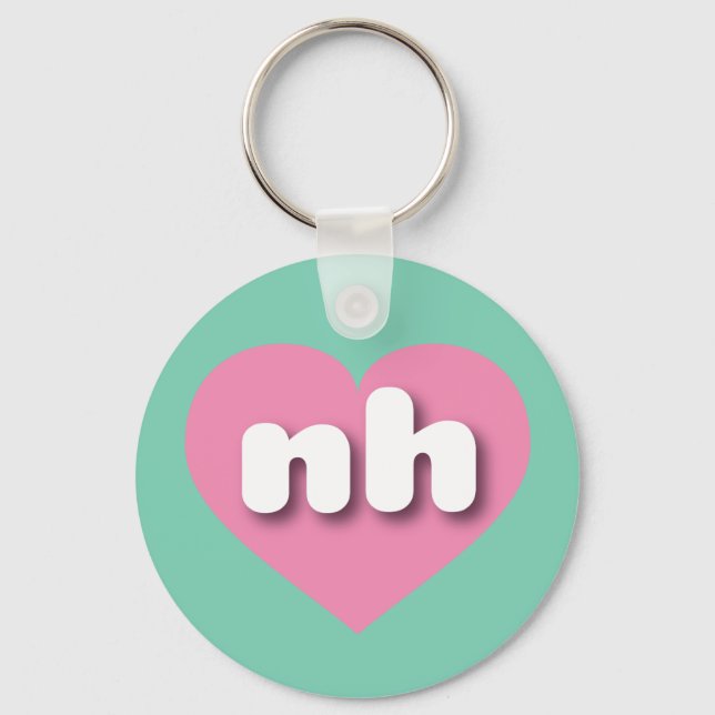 New Hampshire pink heart - I love nh Key Ring (Front)