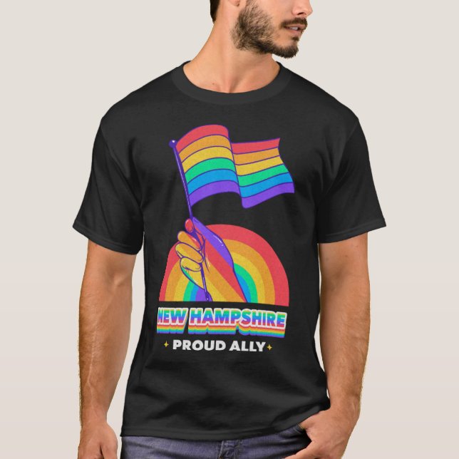 New Hampshire Proud Ally Pride Month LGBTQ LGBT Co T-Shirt (Front)