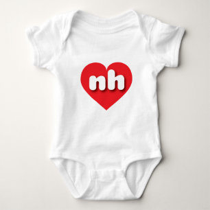 New Hampshire red heart - I love nh Baby Bodysuit