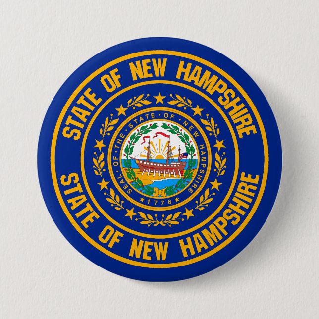 New Hampshire Round Emblem 7.5 Cm Round Badge (Front)