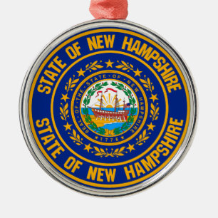 New Hampshire Round Emblem Metal Tree Decoration
