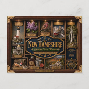 New Hampshire Shadow Box 3D Figurine State Postcard