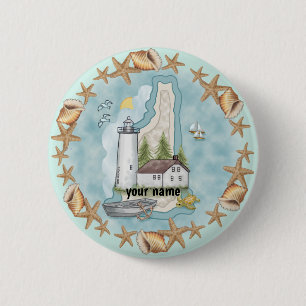 New Hampshire Shells Lighthouse 6 Cm Round Badge
