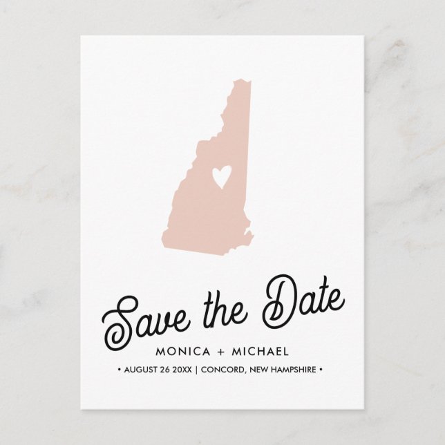 NEW HAMPSHIRE State Destination Wedding ANY COLOR Announcement Postcard (Front)