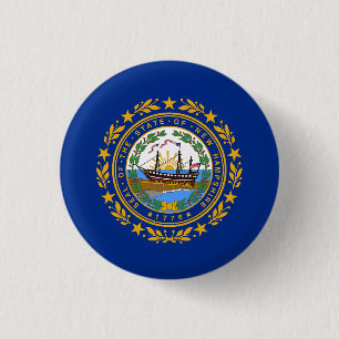 New Hampshire State Flag 3 Cm Round Badge