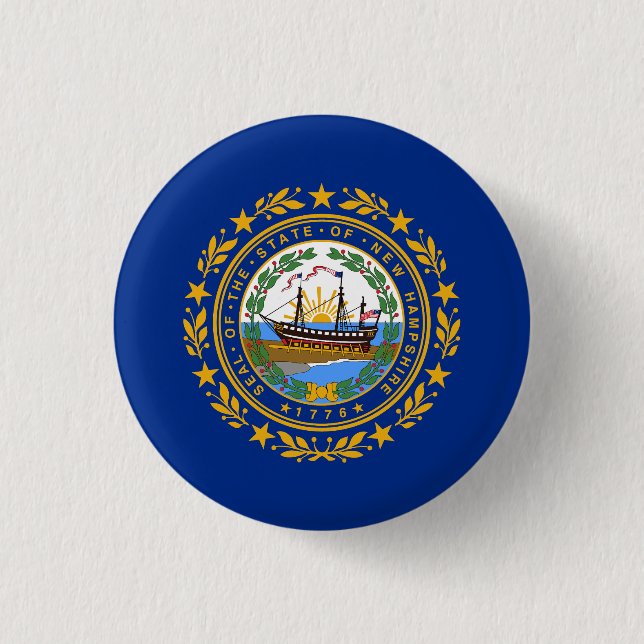 New Hampshire State Flag 3 Cm Round Badge (Front)