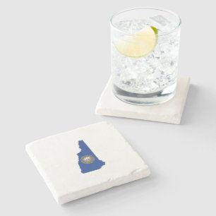 New Hampshire State Flag and Map Stone Coaster