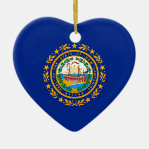 New Hampshire State Flag Design Ceramic Tree Decoration