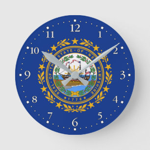 New Hampshire State Flag Round Clock