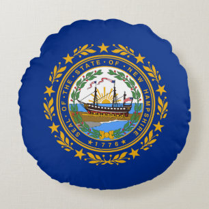 New Hampshire State Flag Round Cushion