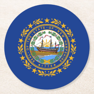 New Hampshire State Flag Round Paper Coaster