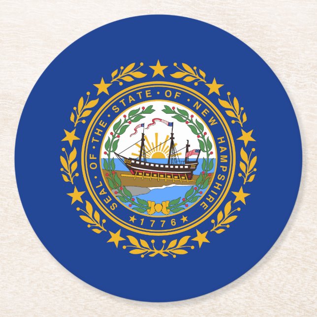 New Hampshire State Flag Round Paper Coaster (Front)