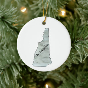 New Hampshire State Illustration Painting Ceramic Tree Decoration