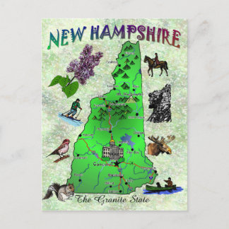 New Hampshire State map card
