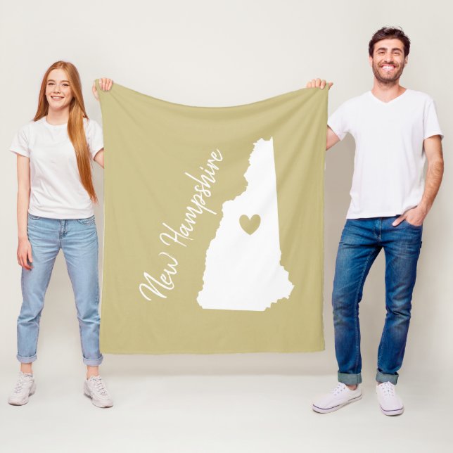 New Hampshire  state map love home  Fleece Blanket (In Situ)