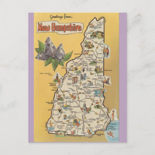 New Hampshire State Map Postcard
