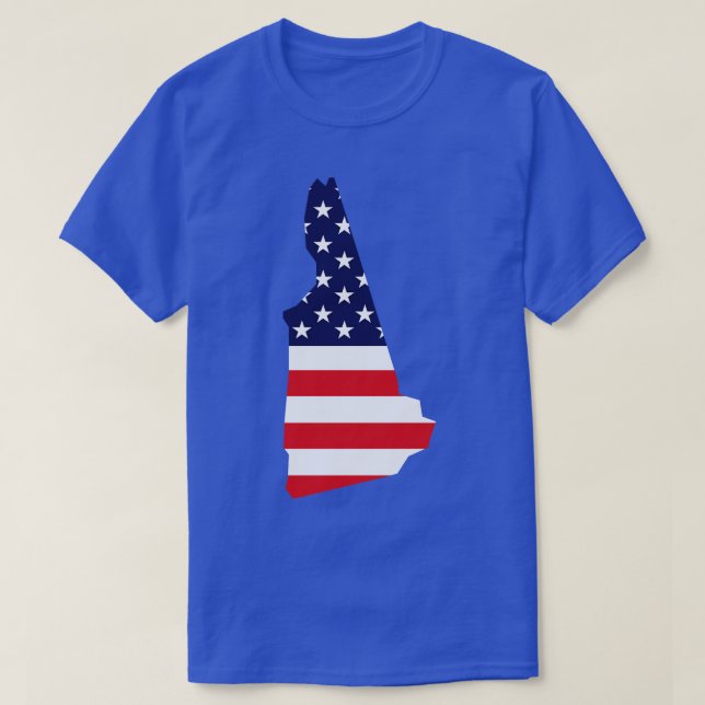New Hampshire State Shape Flag Background T-Shirt (Design Front)