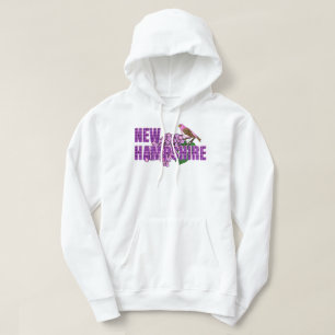 New Hampshire State Symbols Purple Finch & Lilacs Hoodie