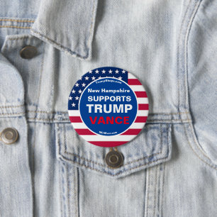 New Hampshire SUPPORTS TRUMP VANCE 7.5 Cm Round Badge