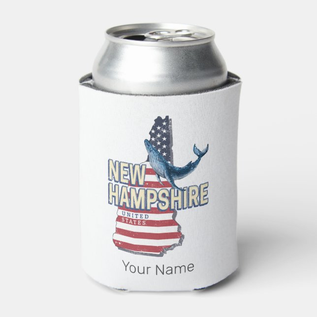 New Hampshire United States Retro State Map Can Cooler (Can Front)