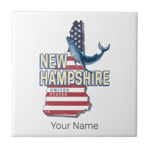 New Hampshire United States Retro State Map Tile