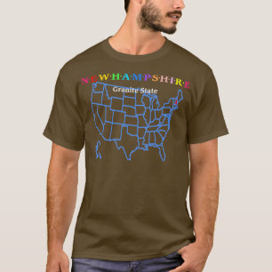 New Hampshire USA Granit State With Map T-Shirt