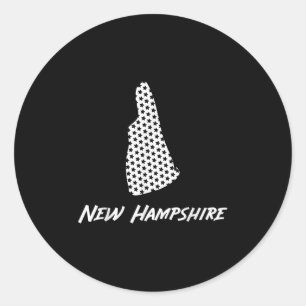 New Hampshire Usa State Outline Stars Vintage Retr Classic Round Sticker