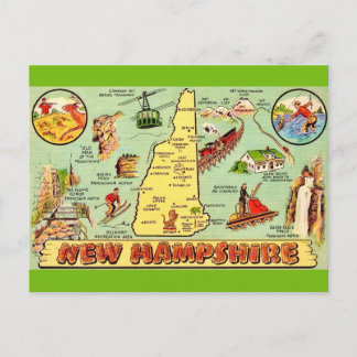 New Hampshire Vintage Map Postcard