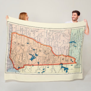 New Hampshire Vintage Map Postcard Fleece Blanket